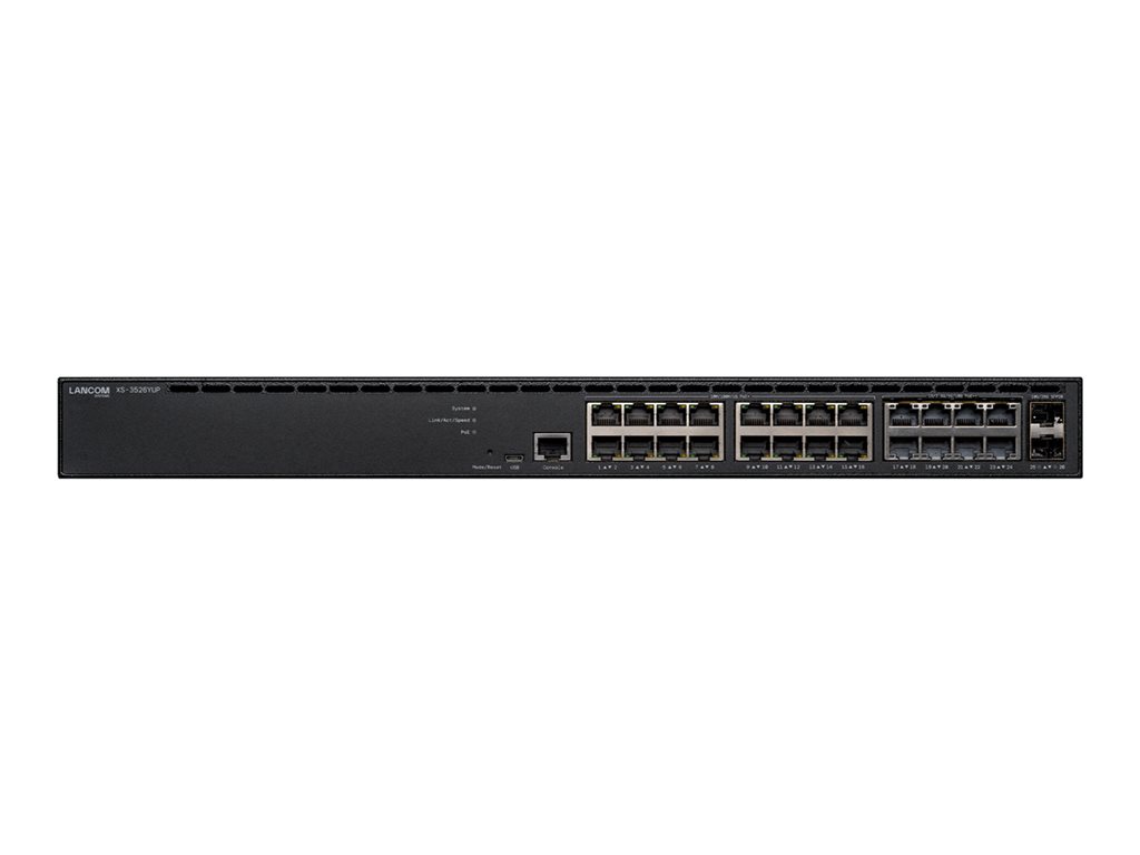 LANCOM XS-3526YUP - Switch - Multi-Gigabit, für mittlere Szenarien - L3 - managed - 16 x 10 / 100 / 1000 (PoE+) + 8 x 1000 / 2.5G / 5G / 10GBase-T (PoE++) + 2 x 10 Gigabit / 25 Gigabit SFP28 - an Rack montierbar - PoE++ (720 W)